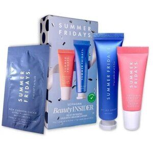 Summer Fridays Set Jet Lag Mask, Pink Sugar Lip Butter Balm, Cushion Cream NIB
